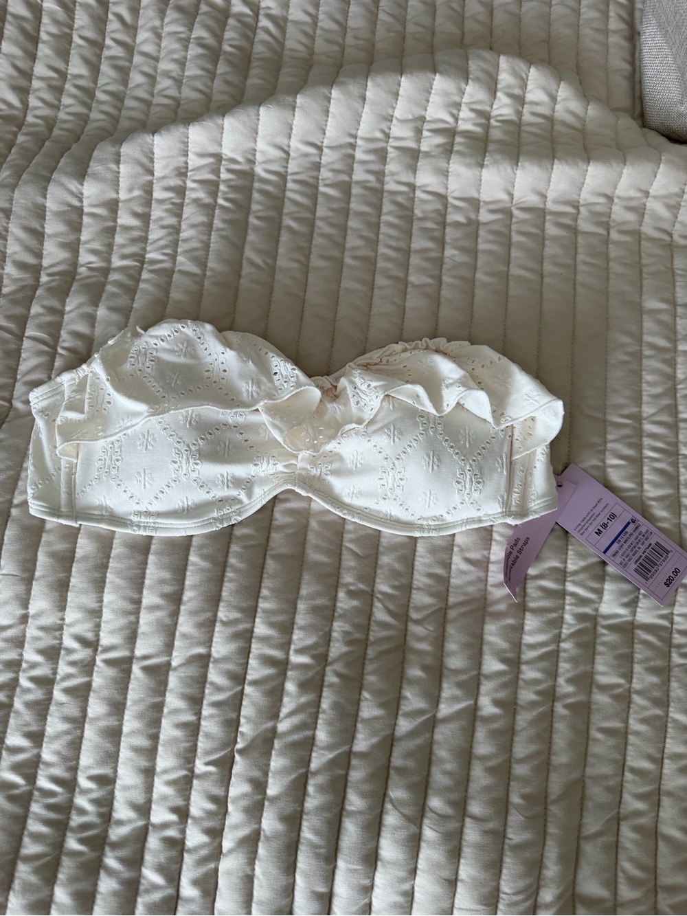 Joe Fresh Off-White Strapless Ruffle Bandeau Top